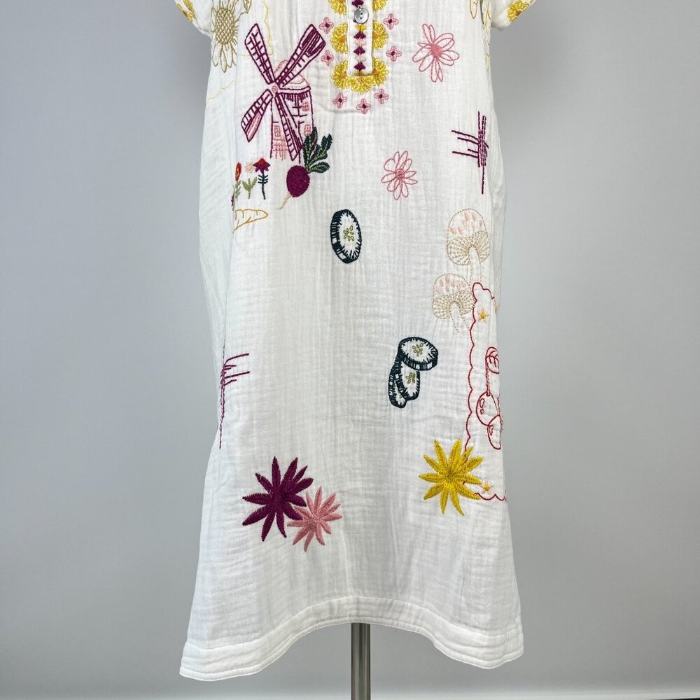 NWOT Johnny Was Women's Embroidered Linen Cotton Mini Dress White Size XL Pocket - Picture 5 of 15